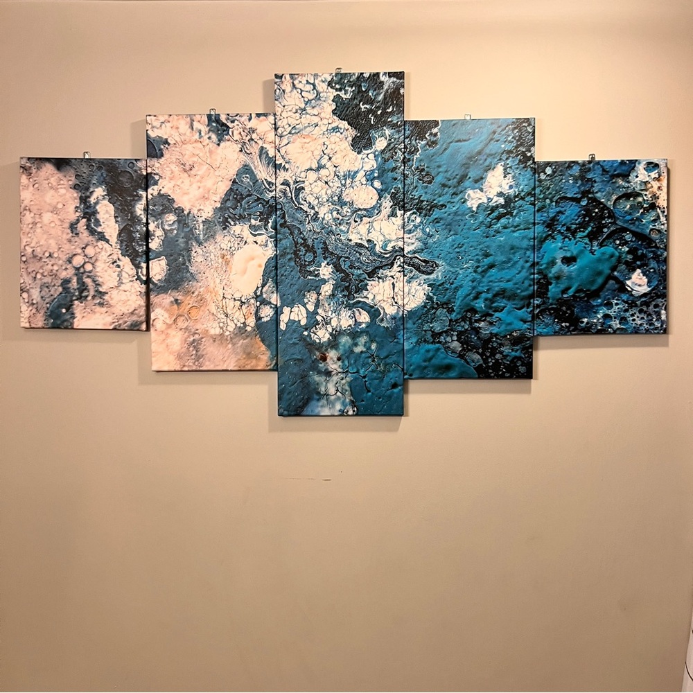 Abstract Blue and Cream Wall Art